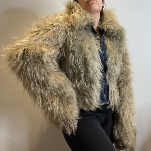 Reversible Y2K Faux Fur Denim Jacket -M- - Picture 6 of 16